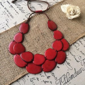 Red statement Tagua necklace