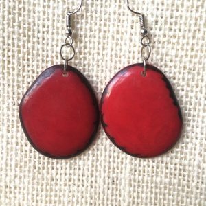 Red Tagua Nut Earrings