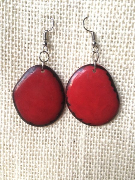 Red Tagua Nut Earrings