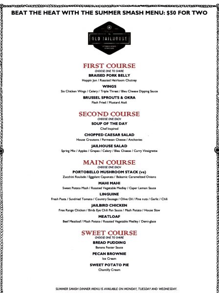 Old Jailhouse Summer Menu