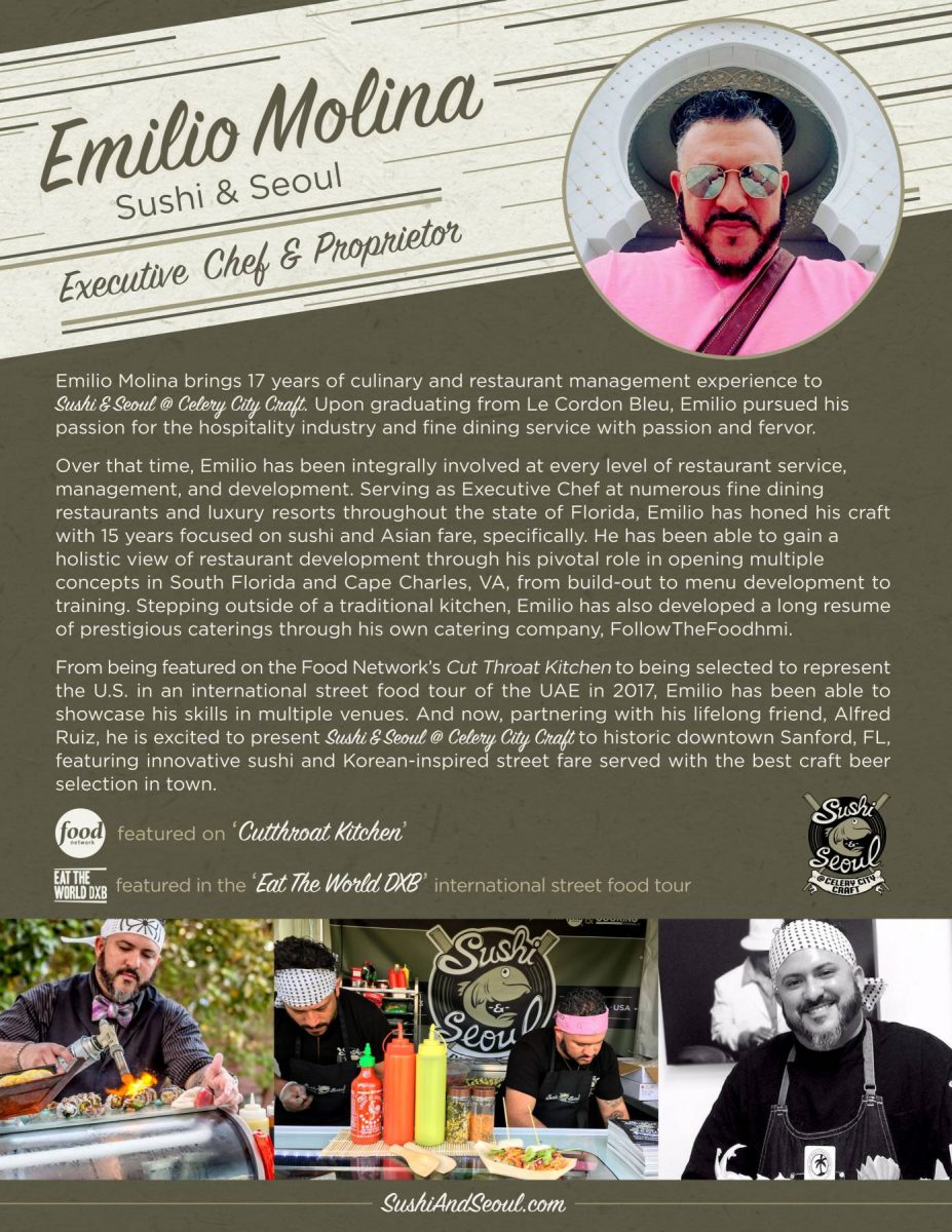 Sushi & Seoul at Celery City Craft Chef Emilio Molina Historic
