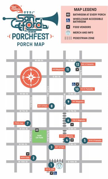 MAP OF SANFORD PORCHFEST 2020