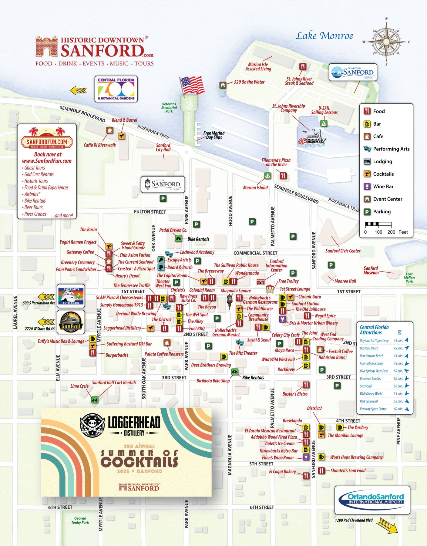 Food + Drink Map of Historic Downtown Sanford, Florida
